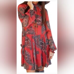 FREE PEOPLE Forget Me Not Moonstruck Mini Dress Paisley Print